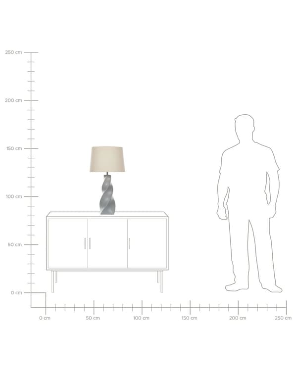 Bordslampa Grå Keramik Bas 71 cm Vit Tygskärm Klassisk Nattlampa