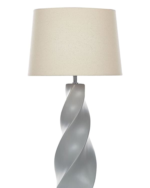Bordslampa Grå Keramik Bas 71 cm Vit Tygskärm Klassisk Nattlampa