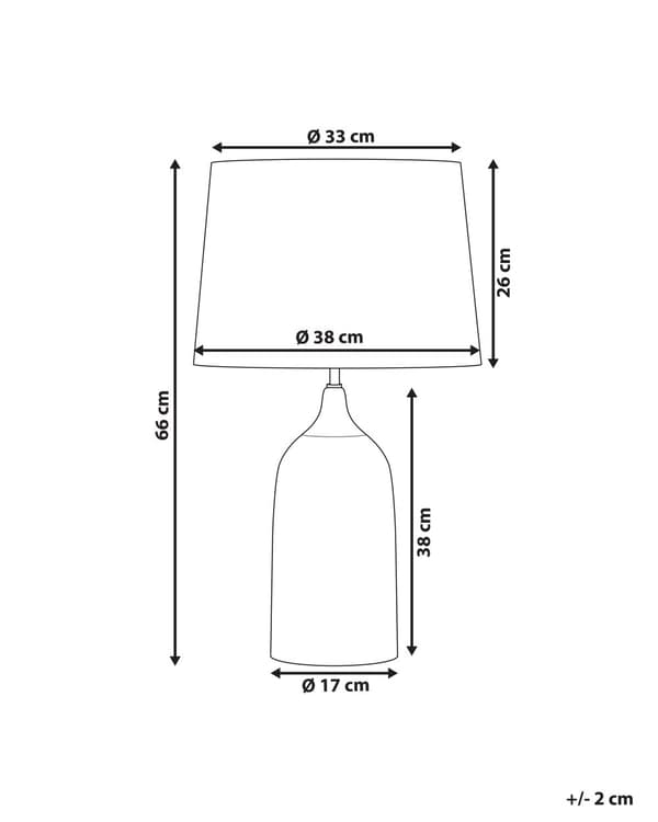 Bordslampa Grå Keramik Bas 66 cm Vit Tygskärm Klassisk Nattduksbordslampa