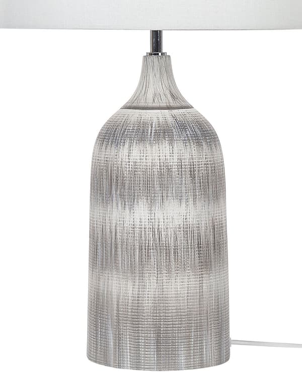 Bordslampa Grå Keramik Bas 66 cm Vit Tygskärm Klassisk Nattduksbordslampa