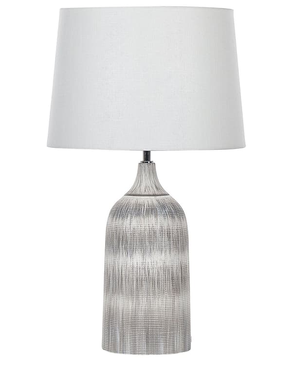Bordslampa Grå Keramik Bas 66 cm Vit Tygskärm Klassisk Nattduksbordslampa