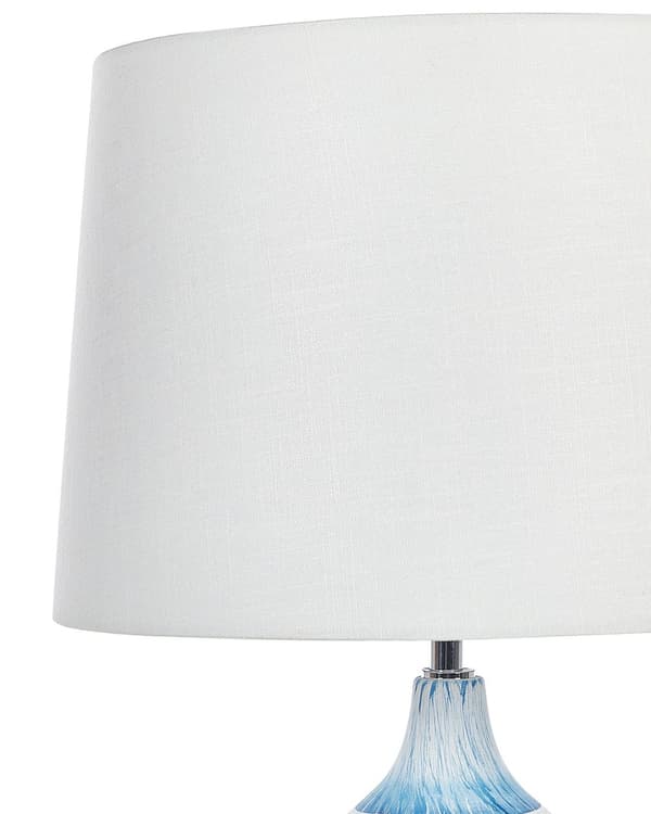 Bordslampa Blå Keramik Bas 66 cm Vit Tygskärm Klassisk Nattlampa