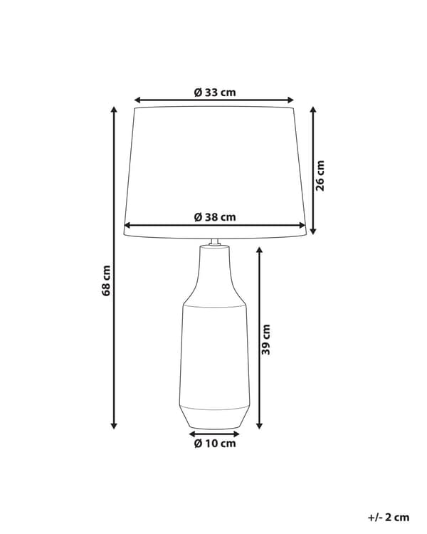Bordslampa Svart Keramikbas 68 cm Vit Tygskärm Klassisk Nattlampa