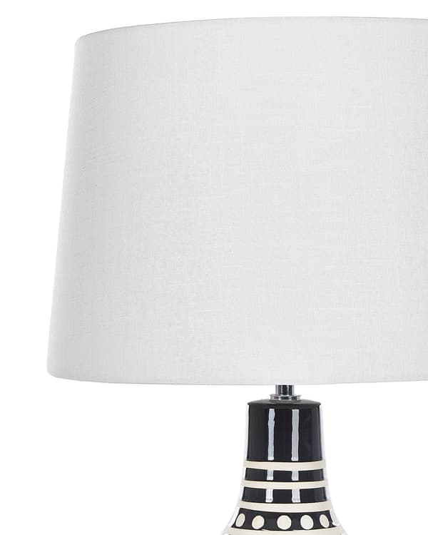 Bordslampa Svart Keramikbas 68 cm Vit Tygskärm Klassisk Nattlampa