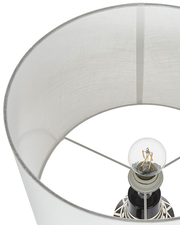 Bordslampa Svart Keramikbas 68 cm Vit Tygskärm Klassisk Nattlampa