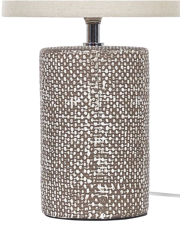 Bordslampa Brun Keramik Bas Tyg Lampskärm Nattlampa Hem Dekoration