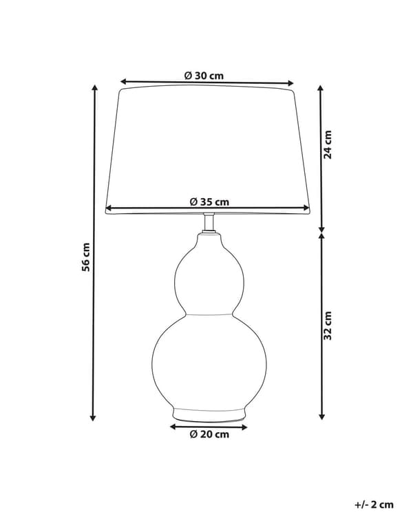 Bordslampa Grå Keramik Bas Unik Form Vit Tygskärm Modern Design Hembelysning