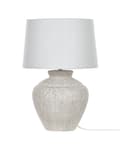 Miniatyrbild 6 av 11: Bordslampa Grädde keramik bas vit trumma tyg skärm hem ljus traditionell design