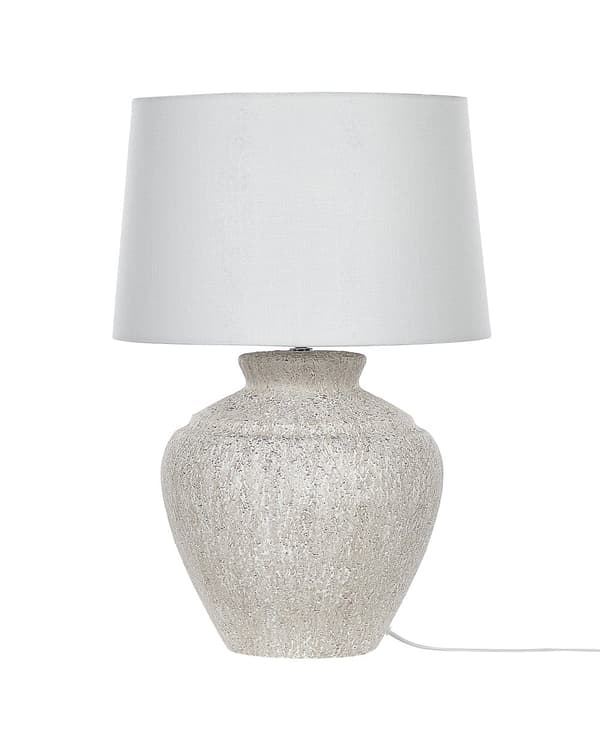 Bordslampa Grädde keramik bas vit trumma tyg skärm hem ljus traditionell design