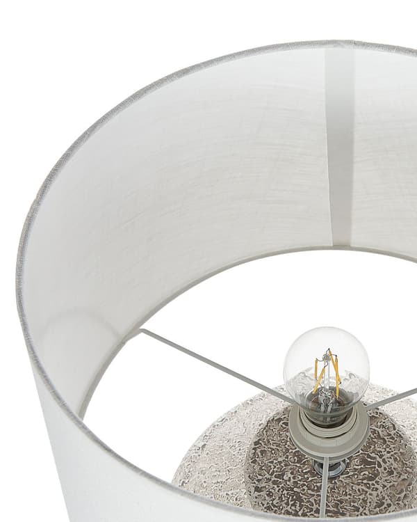 Bordslampa Grädde keramik bas vit trumma tyg skärm hem ljus traditionell design