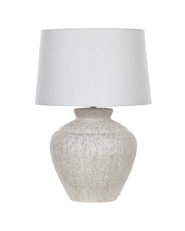 Bordslampa Grädde keramik bas vit trumma tyg skärm hem ljus traditionell design