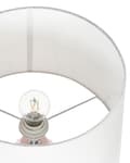 Miniatyrbild 7 av 10: Bordslampa Rosa Keramik Utsmyckas Bas Vit Tygskärm Boho Rustik Design Hembelysning