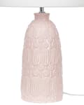 Miniatyrbild 8 av 10: Bordslampa Rosa Keramik Utsmyckas Bas Vit Tygskärm Boho Rustik Design Hembelysning
