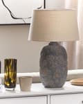 Miniatyrbild 4 av 10: Bordslampa Grå och Beige Keramik 46 cm Blommigt Mönster Empire Skärm Nattlampa Vardagsrum Sovrum Belysning