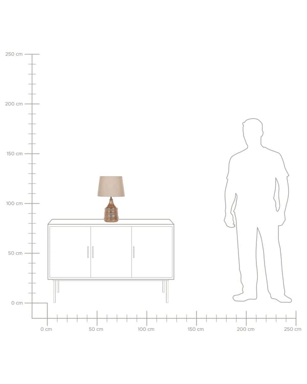 Bordslampa Guldbrun Keramik 47 cm Geometriskt Mönster Beige Empire Skärm Nattduksbord Vardagsrum Sovrum Belysning Retro stil