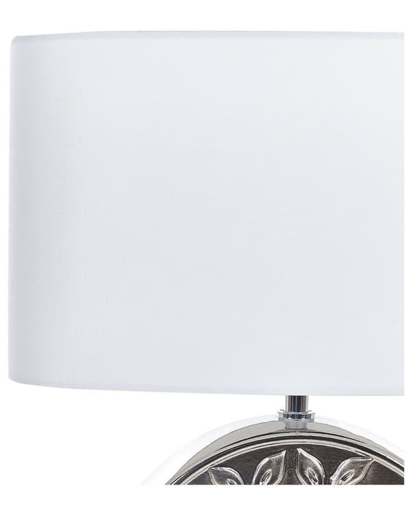 Bordslampa Silver Keramik 49 cm Glam Nattlampa Skärm Trädmotiv Glansig Sovrum Vardagsrum