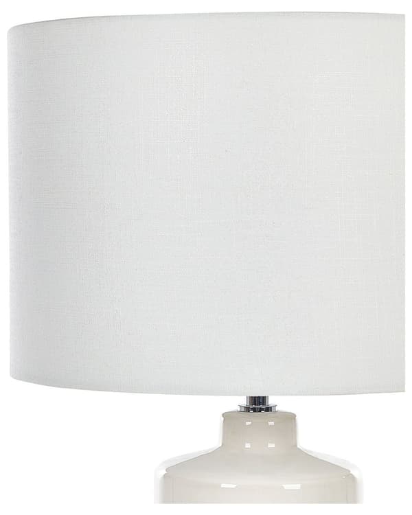 Bordslampa Off-White Keramik 59 cm Skandinavisk Nattlampa Skärm Textur Glansig Sovrum Vardagsrum