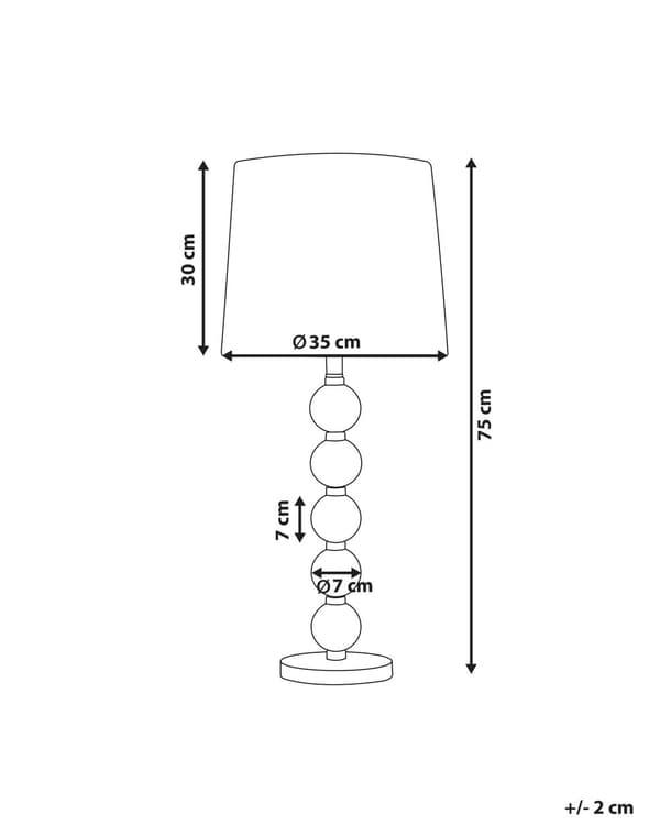 Bordslampa Svart och Guld Metall Accent Bas med Svart Tygskärm