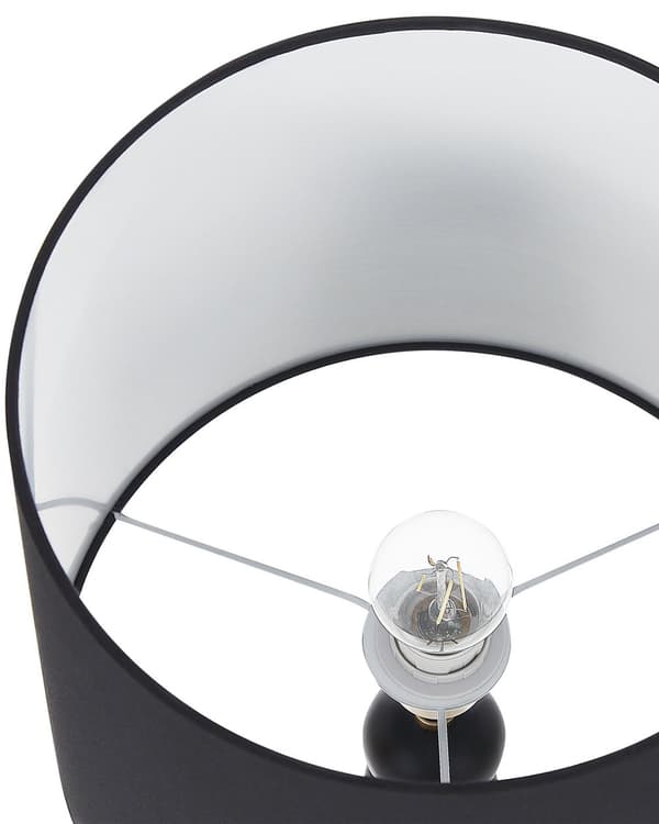 Bordslampa Svart och Guld Metall Accent Bas med Svart Tygskärm
