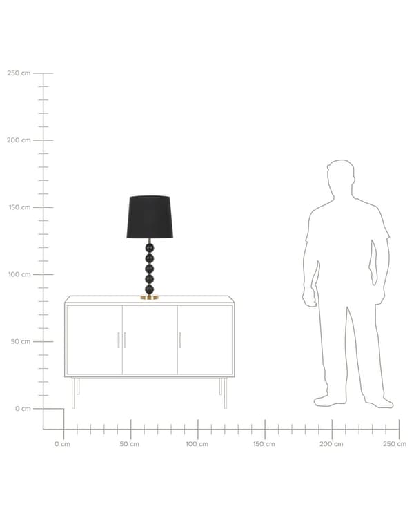 Bordslampa Svart och Guld Metall Accent Bas med Svart Tygskärm
