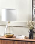 Miniatyrbild 5 av 11: Bordslampa Vit Glas Bas Vit Empire Skärm Nattlampa Accentstycke Dekoration