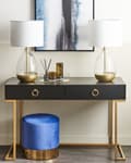 Miniatyrbild 6 av 11: Bordslampa Vit Glas Bas Vit Empire Skärm Nattlampa Accentstycke Dekoration
