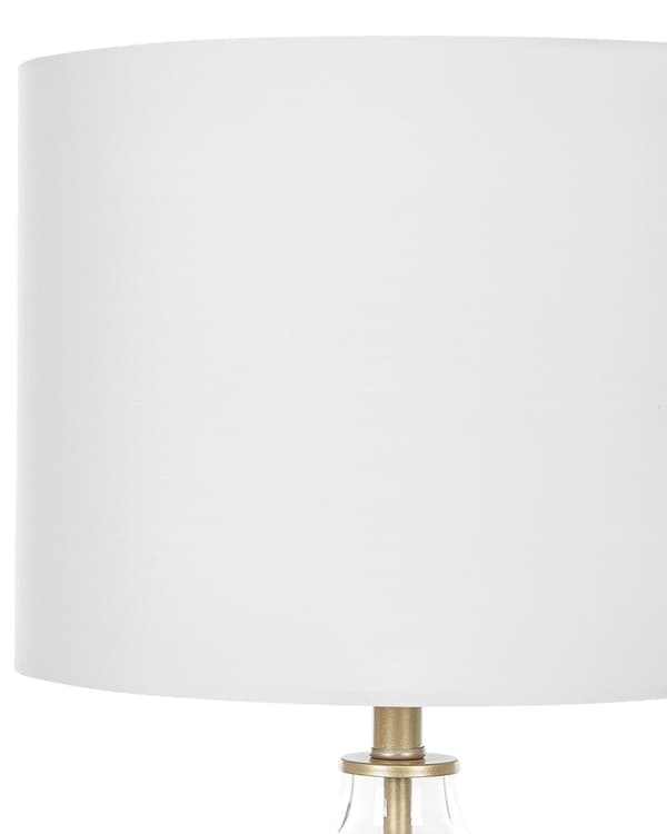 Bordslampa Vit Glas Bas Vit Empire Skärm Nattlampa Accentstycke Dekoration