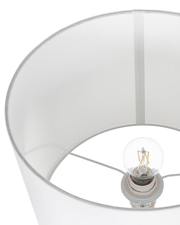 Bordslampa Vit Glas Bas Vit Empire Skärm Nattlampa Accentstycke Dekoration