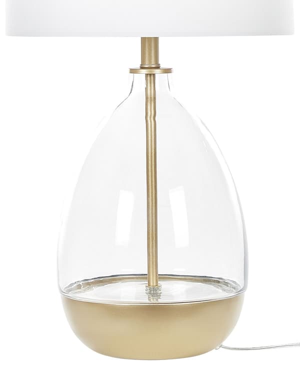 Bordslampa Vit Glas Bas Vit Empire Skärm Nattlampa Accentstycke Dekoration