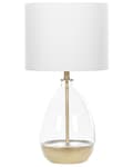 Miniatyrbild 1 av 11: Bordslampa Vit Glas Bas Vit Empire Skärm Nattlampa Accentstycke Dekoration