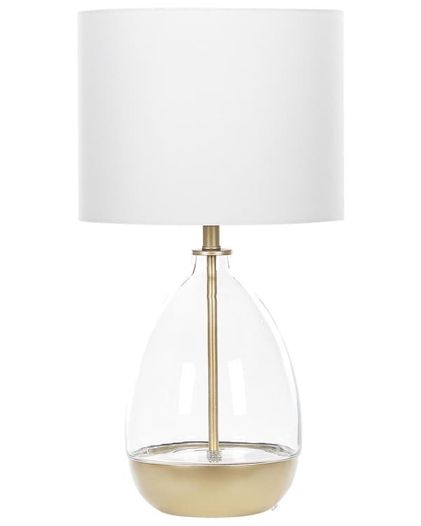 Bordslampa Vit Glas Bas Vit Empire Skärm Nattlampa Accentstycke Dekoration