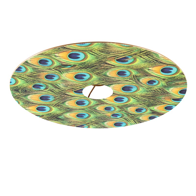 Velour platt lampskärm påfågeldesign med guld 45 cm