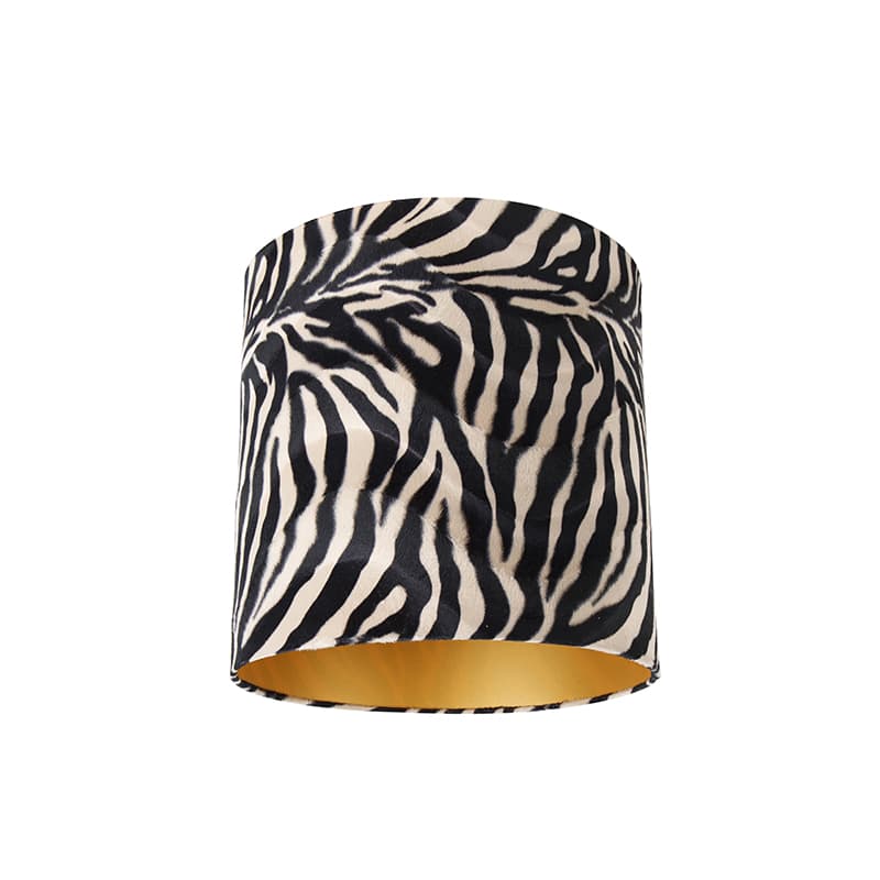 Velour lampskärm zebra design 40/40/40 guld inuti