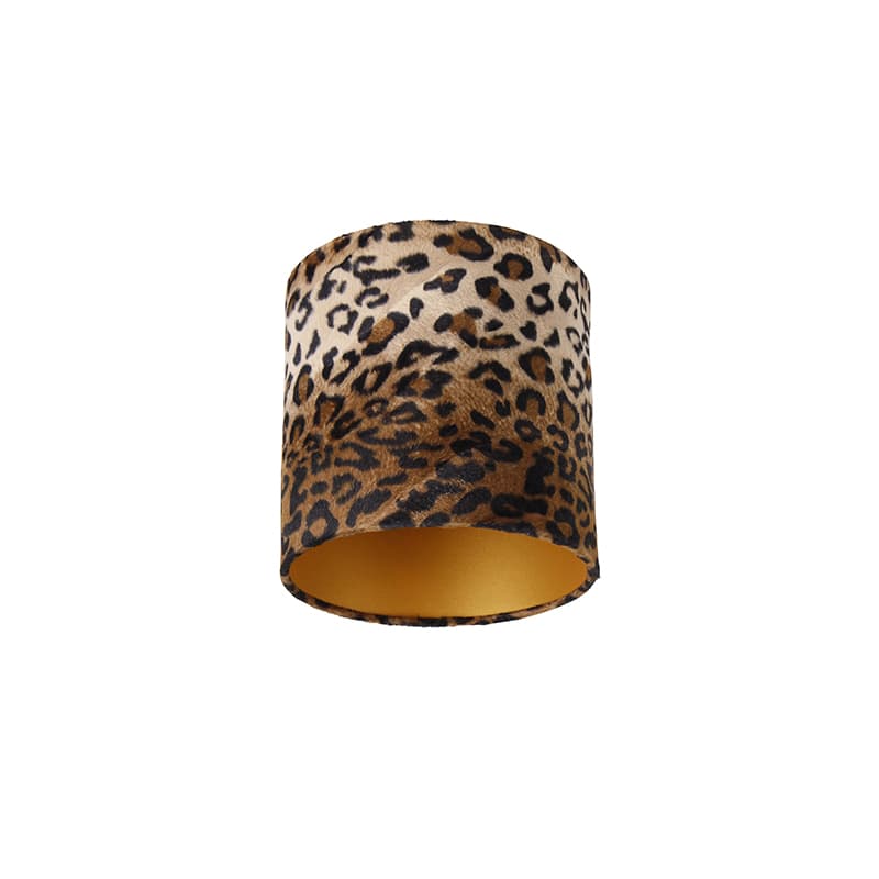 Velour lampskärm leopard design 20/20/20 guld inuti