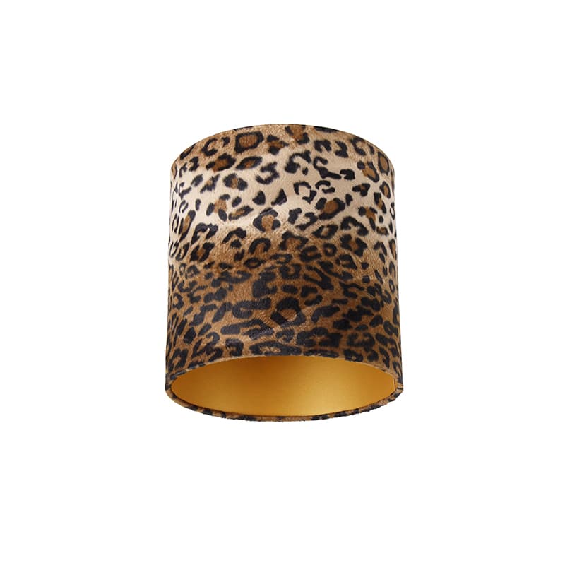 Velour lampskärm leopard design 25/25/25 guld inuti