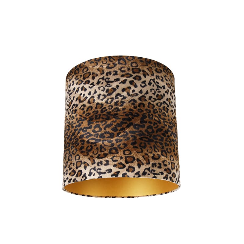 Velour lampskärm leopard design 40/40/40 guld inuti