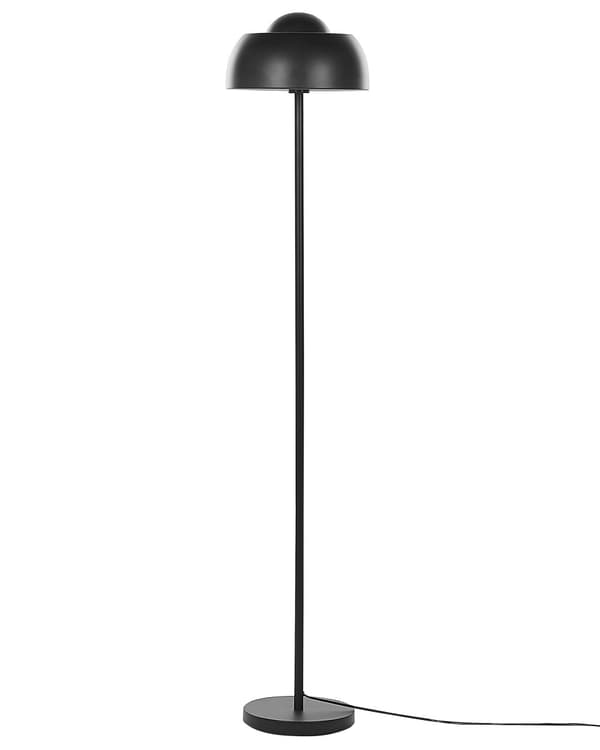 Golvlampa Svart Metall Rund Bas Kupolskärm Glam Upplyst Vardagsrum Belysning