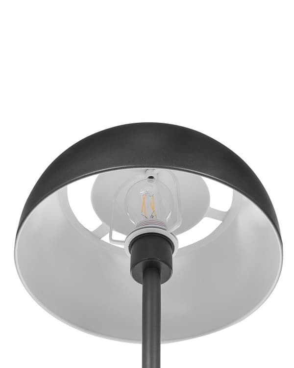 Golvlampa Svart Metall Rund Bas Kupolskärm Glam Upplyst Vardagsrum Belysning