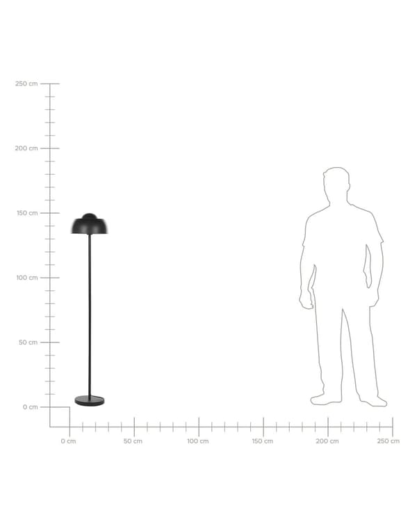 Golvlampa Svart Metall Rund Bas Kupolskärm Glam Upplyst Vardagsrum Belysning
