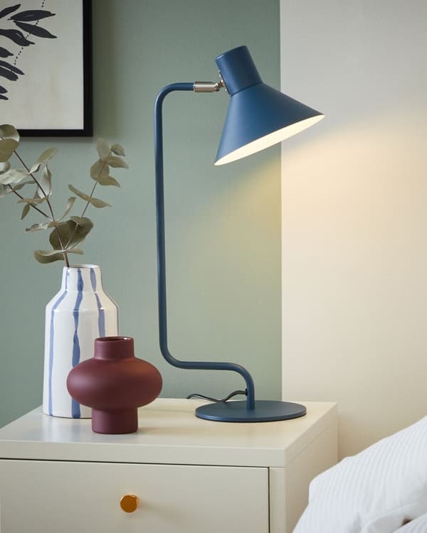 Skrivbordslampa Blå Metall 51 cm Sängbordslampa Justerbar Konformad Skärm On-Off Knapp Sovrum Vardagsrum Hemmakontor Industriell design