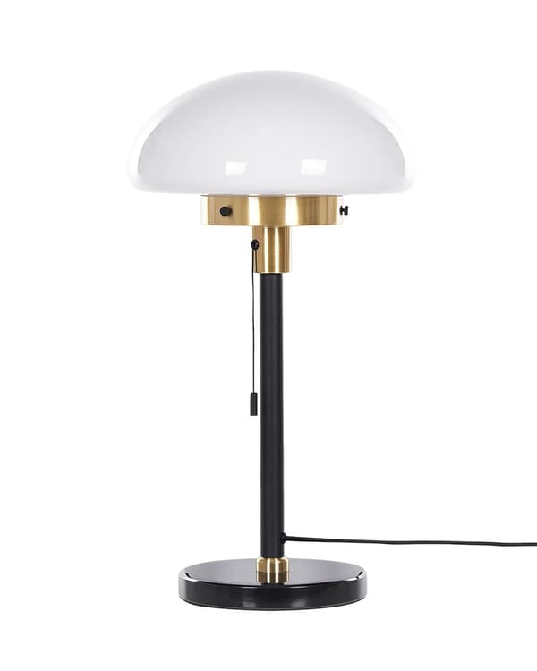 Bordslampa Svart Guld Vit Glas Järn 55 cm Halv Globskärm Nattduksbord Lampa Sovrum Vardagsrum Retro Klassisk