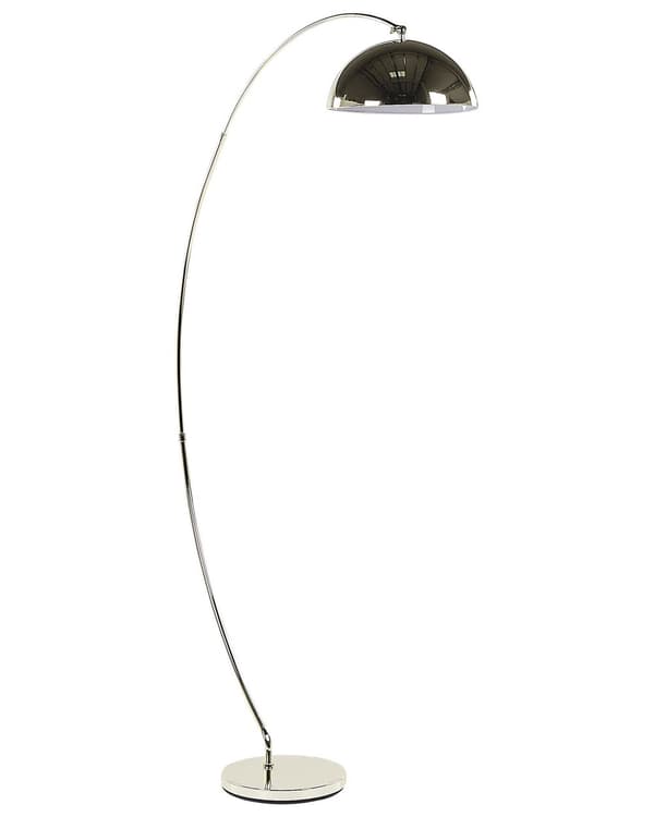 Golvlampa Stående Silverbåge Rund med en Modern Vintage Skärm