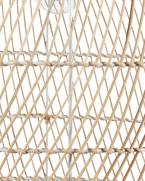 Golvlampa Naturlig Beige Färg Rottingskärm 165 cm Metallarm Boho Ljus Vardagsrum