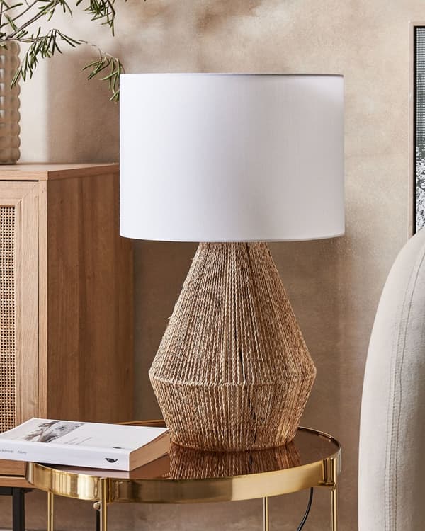 Bordslampa Naturlig Papperssnöre Vävd Sänglampa Omgivande ljus