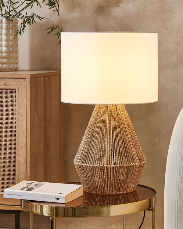 Bordslampa Naturlig Papperssnöre Vävd Sänglampa Omgivande ljus
