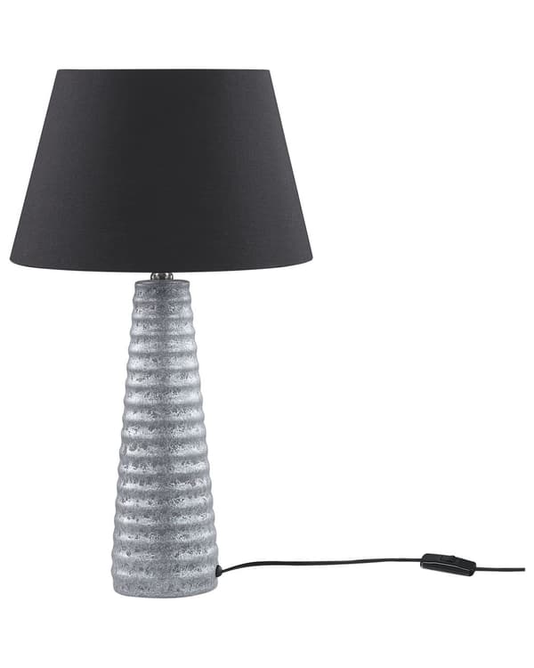 Bordslampa Silver Keramik 58 cm Geometriskt Mönster Svart Empire Skärm Nattduksbord Vardagsrum Sovrum Belysning Retro stil
