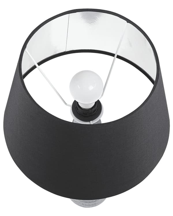 Bordslampa Silver Keramik 58 cm Geometriskt Mönster Svart Empire Skärm Nattduksbord Vardagsrum Sovrum Belysning Retro stil