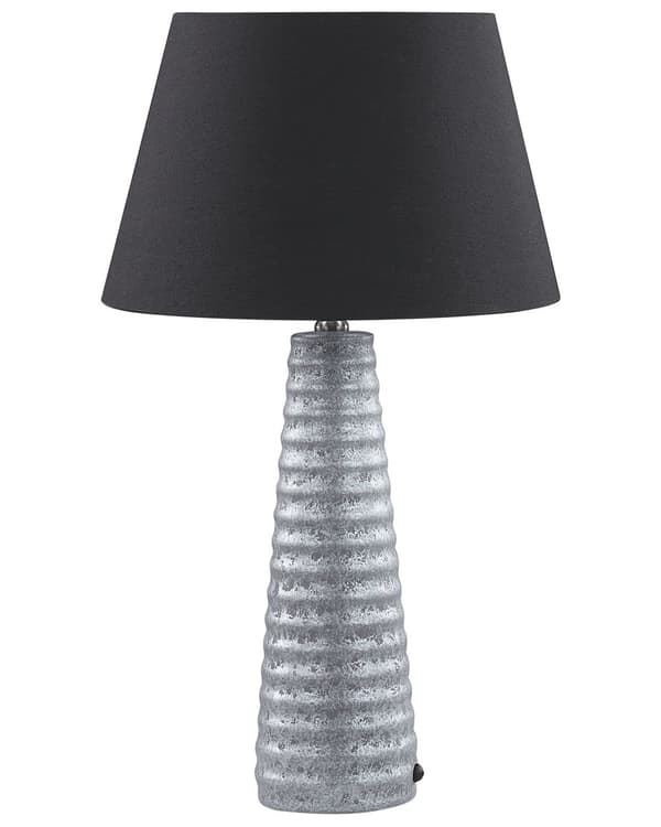 Bordslampa Silver Keramik 58 cm Geometriskt Mönster Svart Empire Skärm Nattduksbord Vardagsrum Sovrum Belysning Retro stil