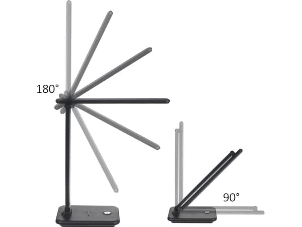 Maclean MCE614W Dimbar LED-bordslampe Justerbar sammenleggbar 9W IP20 3000K 4500K 6500K Svart