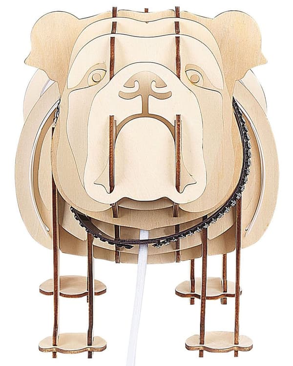Bordslampa Ljust trä med Vit Tygskärm Bulldog Modern Sovrum